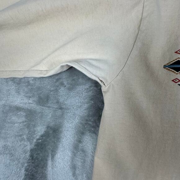 Distressed Vintage 1994 Aztec Navajo Horseman Motif Cream Longsleeve Shirt SizeL - Picture 7 of 7